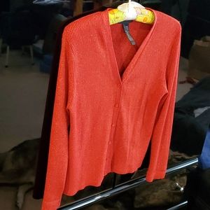 Silk cardigan. August Max. Gold thread thruout.